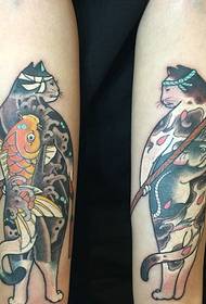 двојна рака Јапонски стил Креативен тотем тетоважа со тетоважи