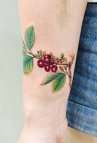 long beautiful cherry tattoo pattern in the branches