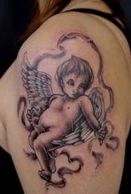 female arm love god cupid tattoo pattern