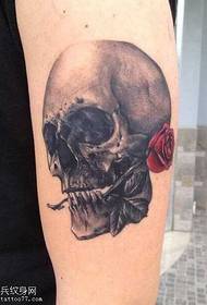 arm skull rose tattoo pattern