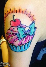 Arm cake cherry cartoon tattoo pattern