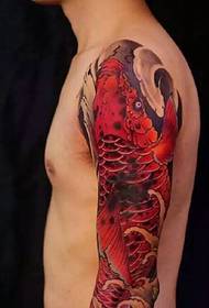 pretty eye-catching arm red carp tattoo