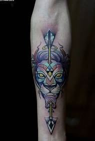 inner color lion head tattoo picture