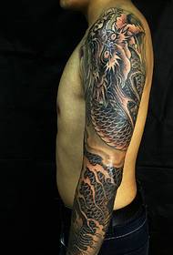 very domineering arm black and white evil dragon tattoo