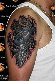 cool domineering robotic arm tattoo pattern