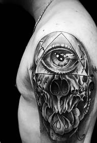 eye and geometry combined with the big arm tattoo