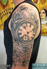 Arm Flower Clock Tattoo Pattern