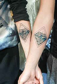 couple arm personality geometric sea tattoo picture