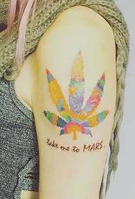 käsi värikäs lehdet tatuointi kuva