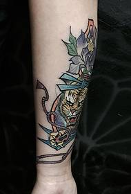 arm fierce color tiger tattoo pattern