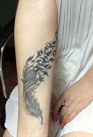 tatuaj de păsări cu pene de braț de frumusețe