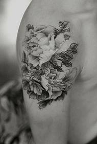 Arm peony flower tattoo pattern