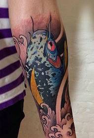 handsome arm color squid tattoo picture