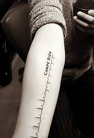 皙 baltas rokas sānu EKG tetovējuma attēls