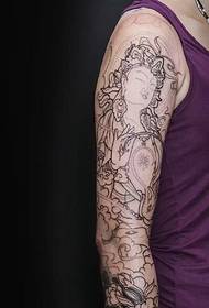 bracciu di personalità classico tatuaggio totem neru è biancu 17808-Tattoo di braccio di tatuaggi di personalità sexy