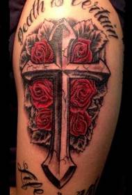 paže multi-růže kříž tetování vzor