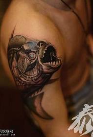 arm piranha tattoo pattern