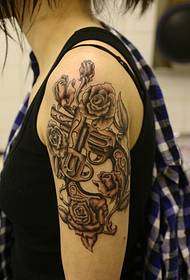 girl arm alternative rose tattoo picture