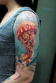 mkono wololeza mtundu wa jellyfish tattoo