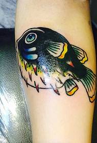 arm color big-eyed cute little fish tattoo picture