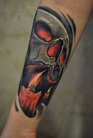 arm 3d red fire skull tattoo pattern