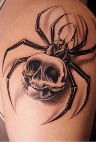 Gambar tato spider tengkorak lengen