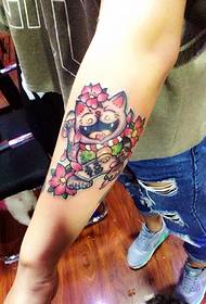 arms outside colorful beckoning cat tattoo pictures