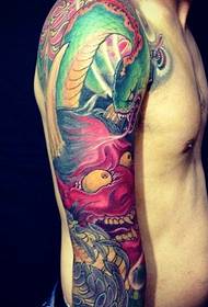 Glittering color small prajna arm tattoo